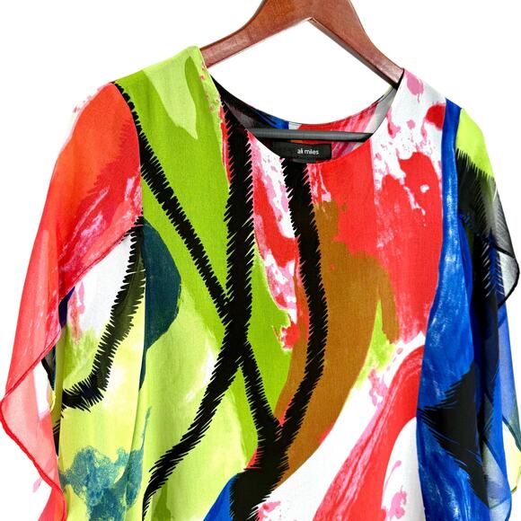 Ali Miles Sz Small Wearable Art to Wear Tropical Beach Blouse Shirt Top Artsy - Picture 4 of 7